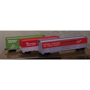 HO Burlington NYC Pacemaker and Cotton Belt Hydracusion boxcars lot of 3